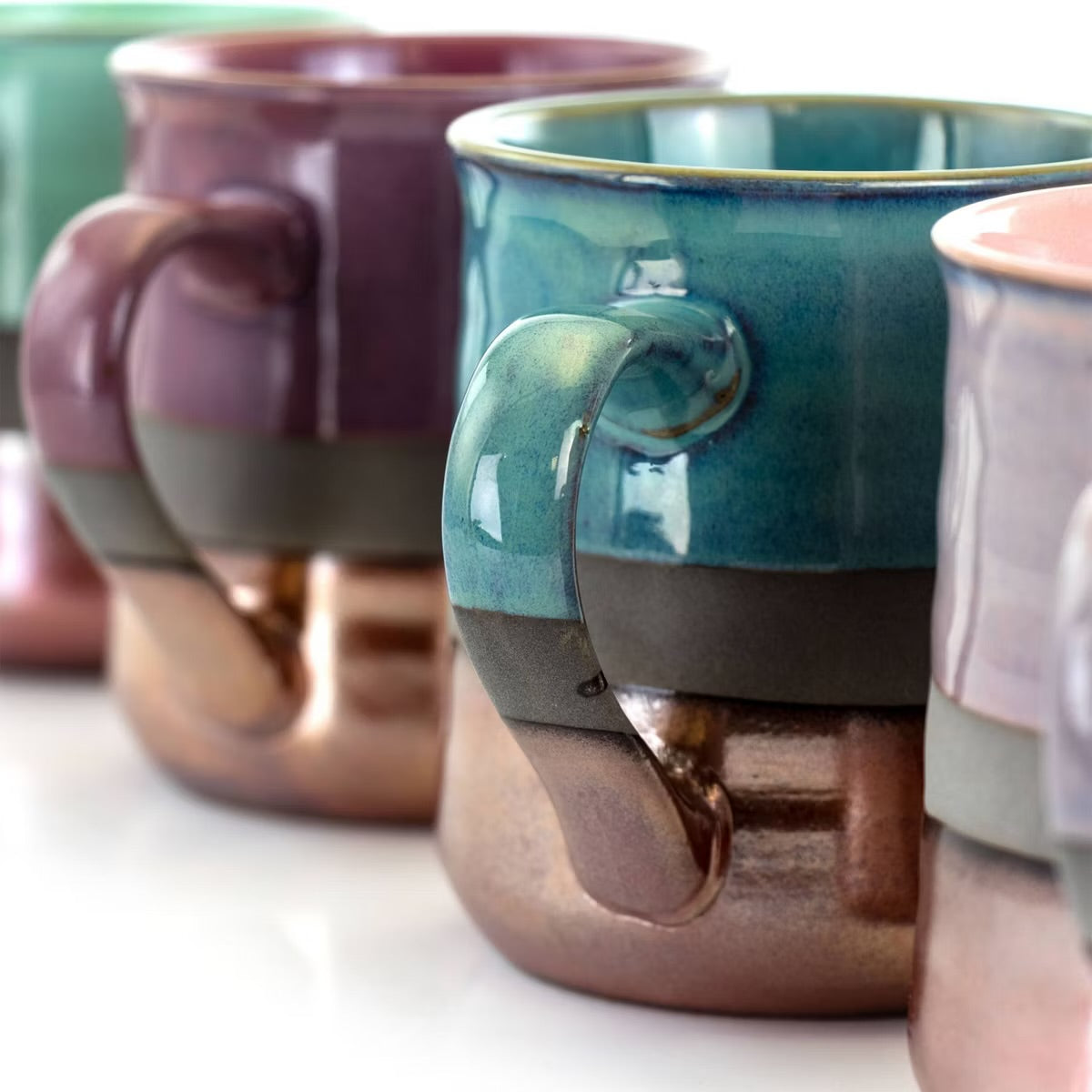 Gibson Copper Tonal 4 Piece 18 oz Round Glazed Stoneware Mug Set Assorted Colors