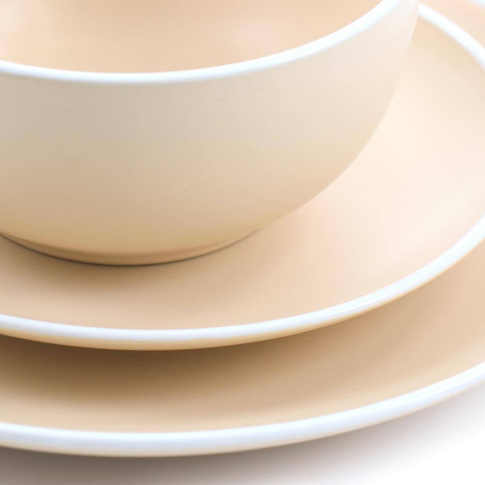 Spice by Tia Mowry Creamy Tahini Matte Orange 12 Pc Stoneware Dinnerware Set