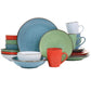 Elama Evelyn 20 Pc Round Stoneware Dinnerware Dish Set for 4 in Assorted Colors