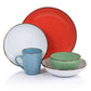 Elama Evelyn 20 Pc Round Stoneware Dinnerware Dish Set for 4 in Assorted Colors