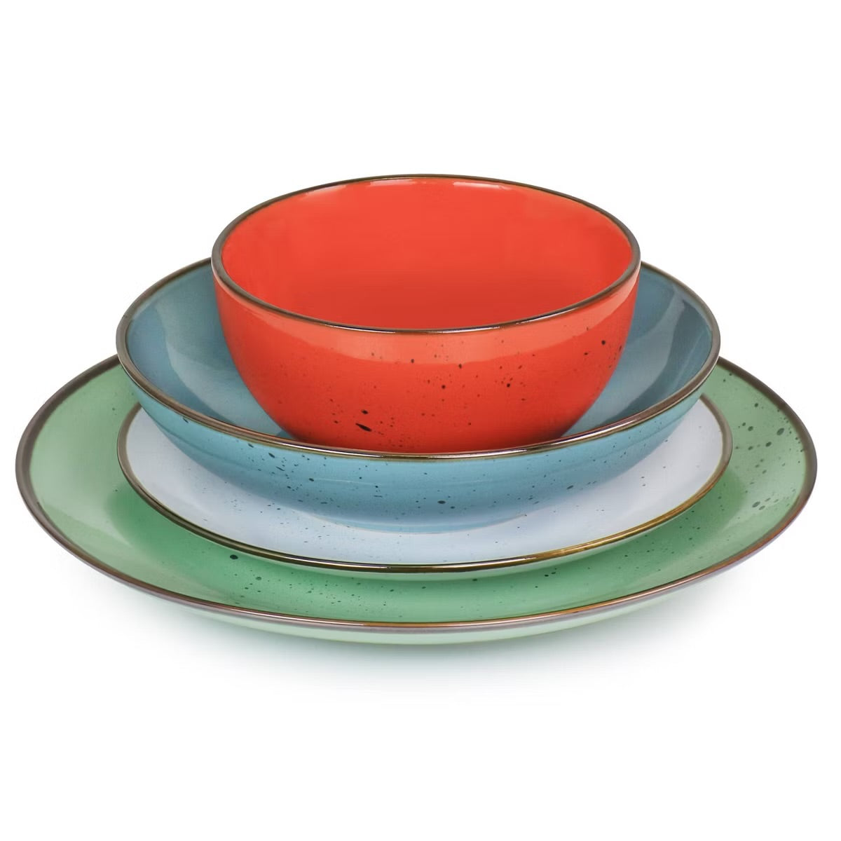 Elama Evelyn 20 Pc Round Stoneware Dinnerware Dish Set for 4 in Assorted Colors