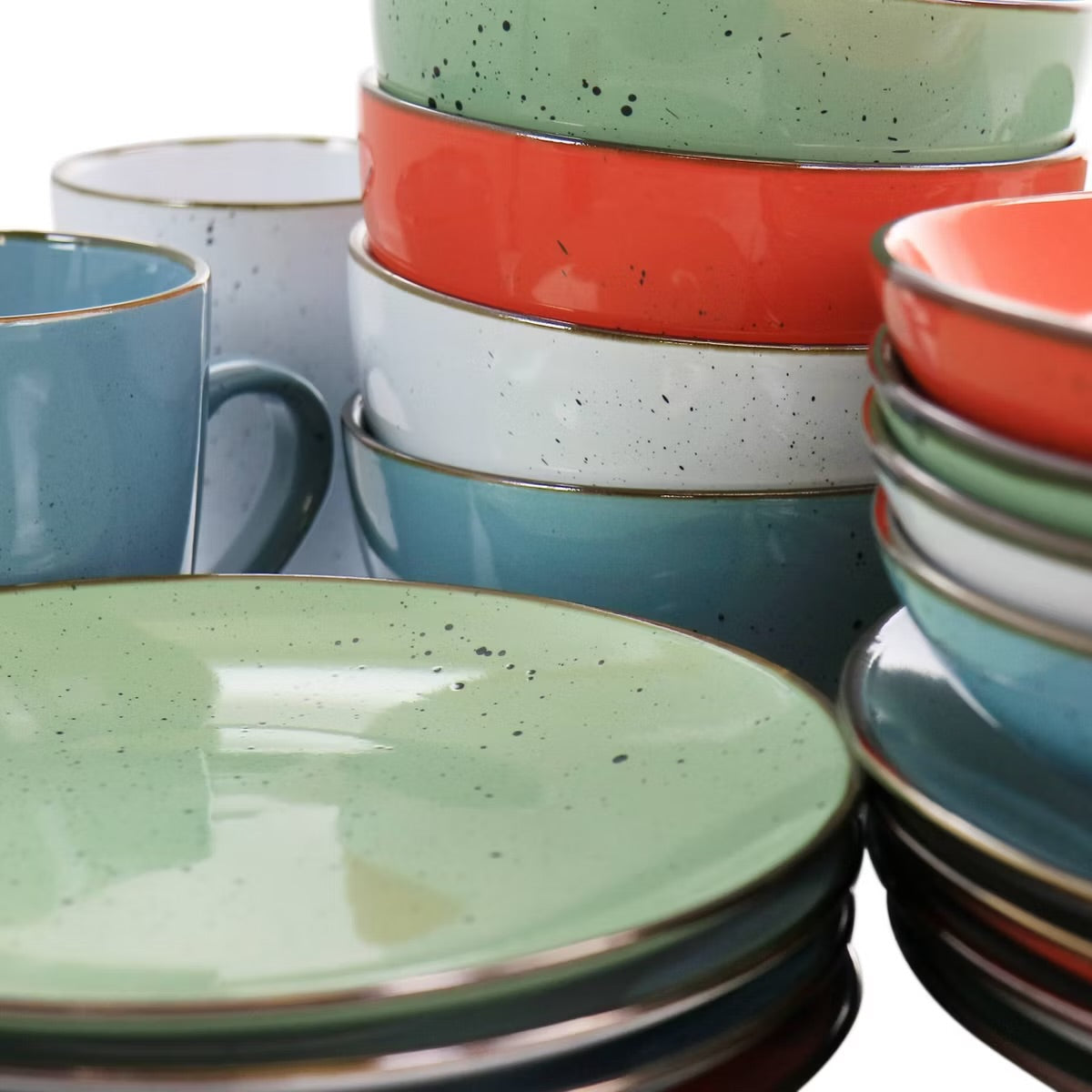 Elama Evelyn 20 Pc Round Stoneware Dinnerware Dish Set for 4 in Assorted Colors