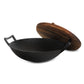 General Store Addlestone 2 Piece 14" Heavy Duty Cast Iron Wok w Wood Lid
