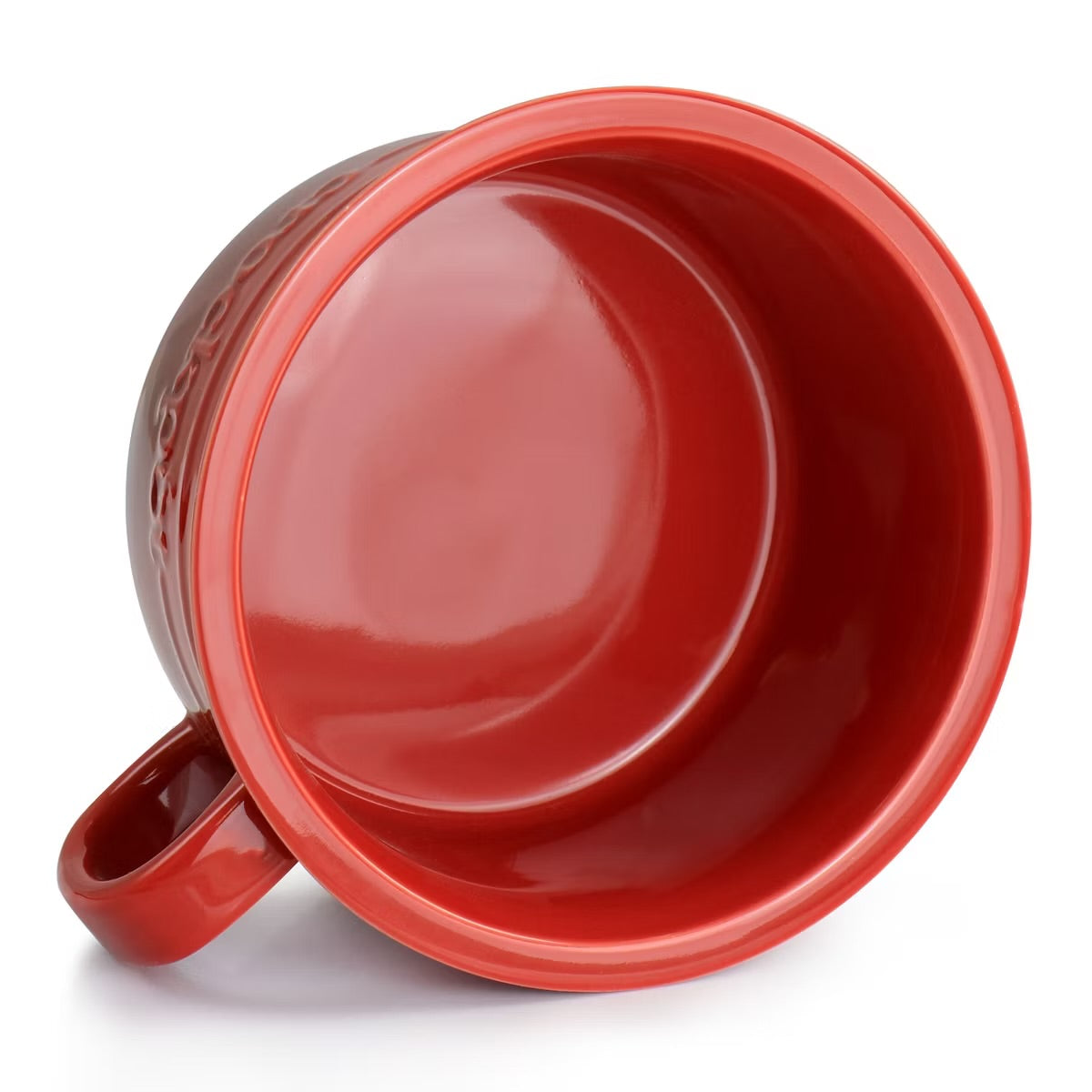 Crock Pot Appleton 4 Piece 24 oz Red Stoneware Soup Mug Set w Handles