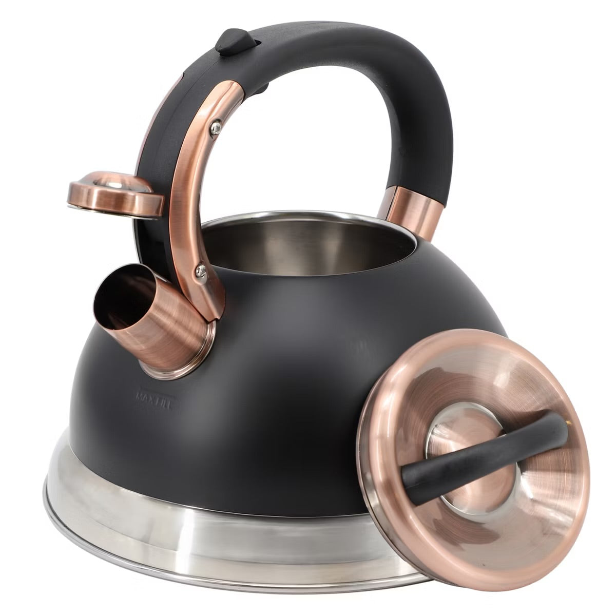 Mr. Coffee Flintshire 2.2 Quart Black Stainless Steel Whistling Tea Kettle