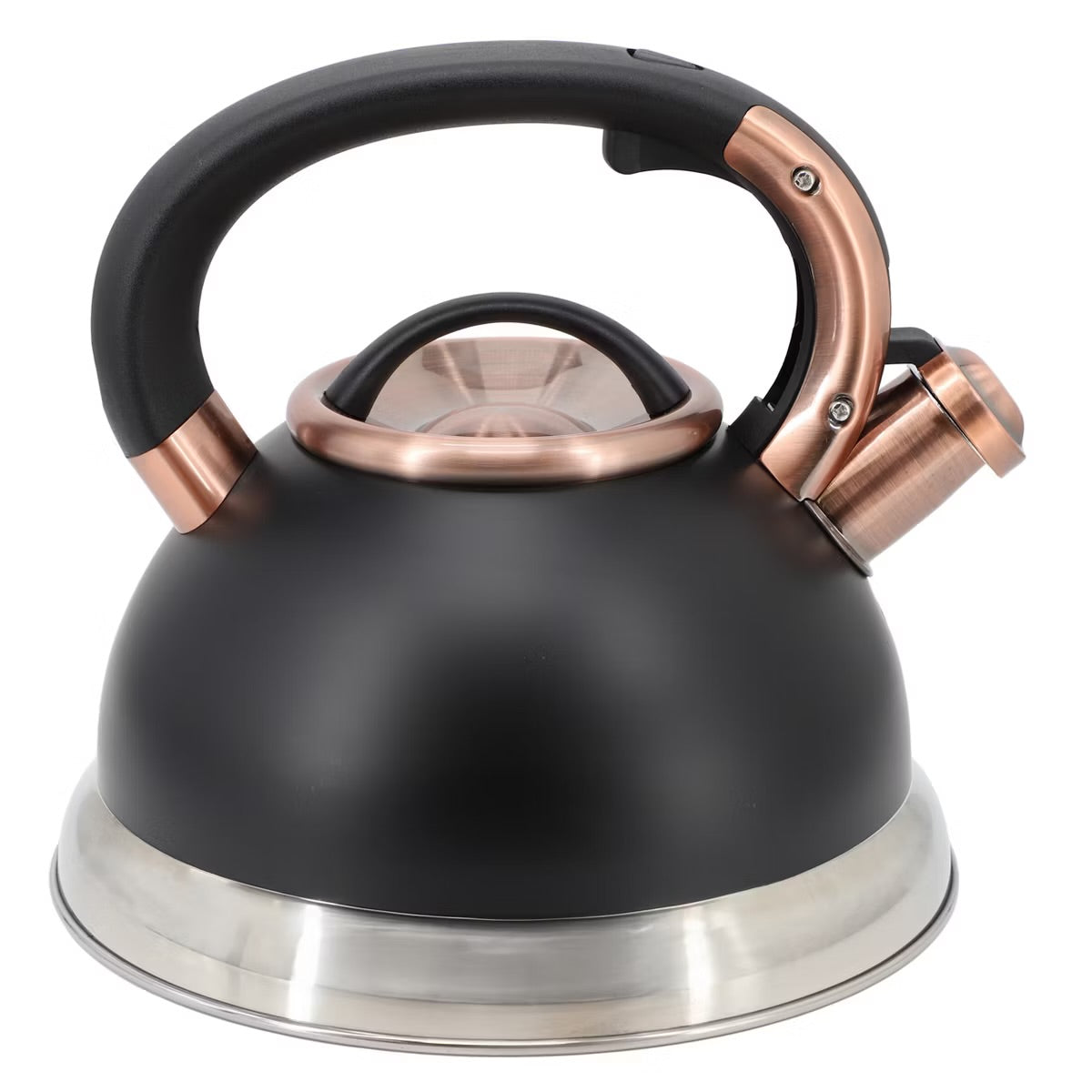 Mr. Coffee Flintshire 2.2 Quart Black Stainless Steel Whistling Tea Kettle