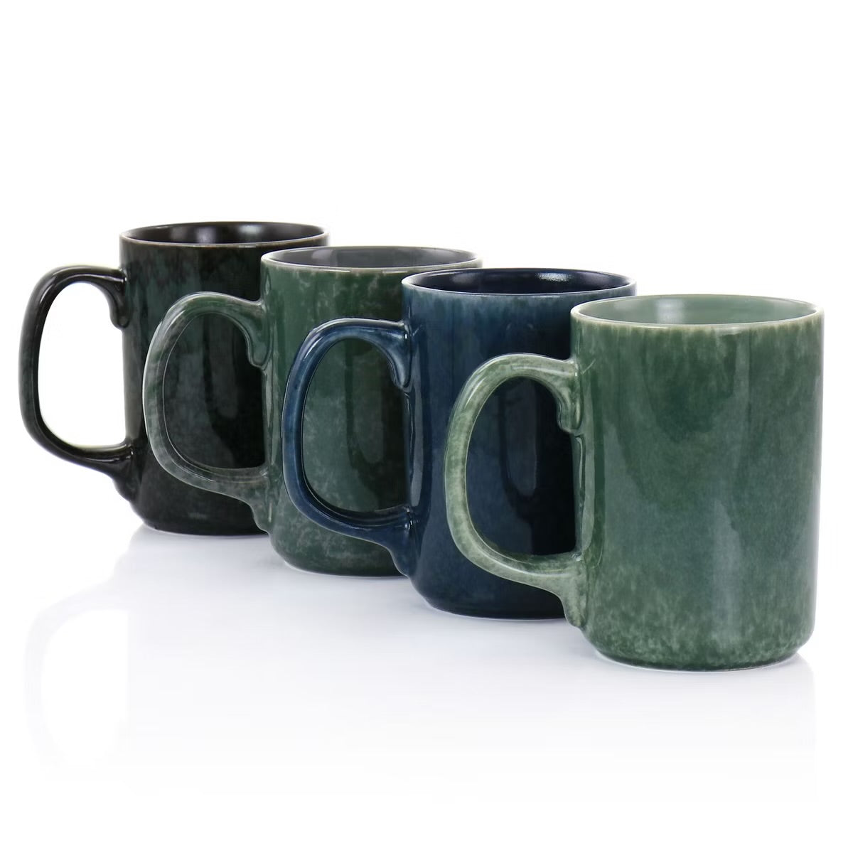 Mr. Coffee Sidewalk Blues 18 oz 4 Piece Stoneware Mug Set Assorted Colors