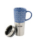 Mr. Coffee Travertine 16 oz Stoneware & Stainless Steel Blue Travel Mug w Lid