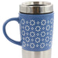 Mr. Coffee Travertine 16 oz Stoneware & Stainless Steel Blue Travel Mug w Lid