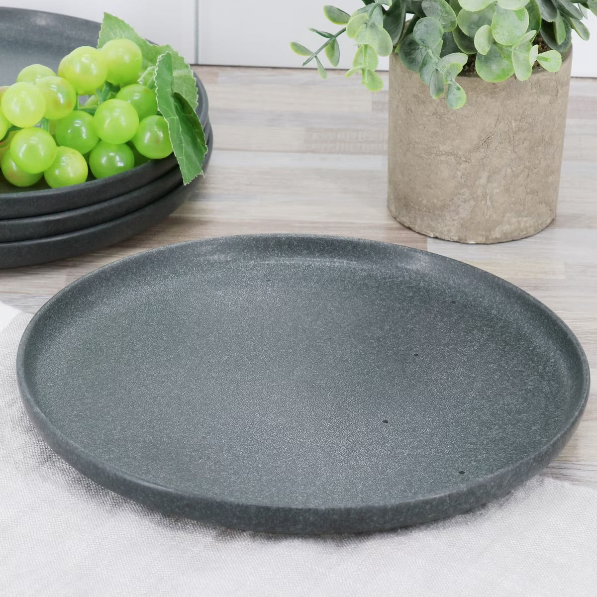 Our Table Landon 4 Piece 8.4" Round Stoneware Salad Plate Set in Truffle