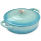 Crock Pot Artisan 5 Quart Enameled Cast Iron Braiser Pan w Lid in Gradient Aqua