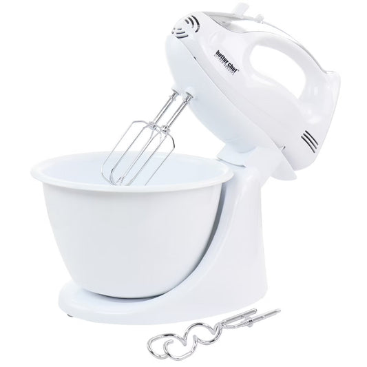 Better Chef 200W 5 Speed Stand / Hand Mixer White w Mixing Bowl
