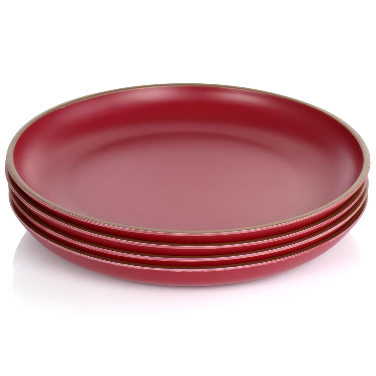 Gibson Home Rockabye Dark Pink 4 Piece Melamine Dinner Plate Set