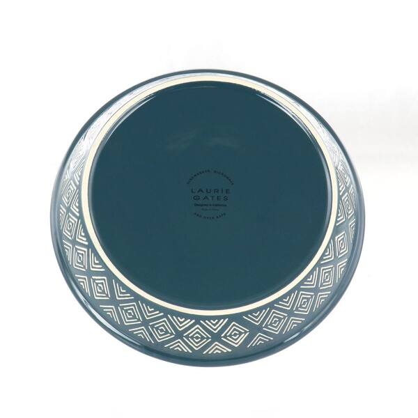 Laurie Gates Blue 10” Wax Relief Stoneware Tierra Pie Baking Dish