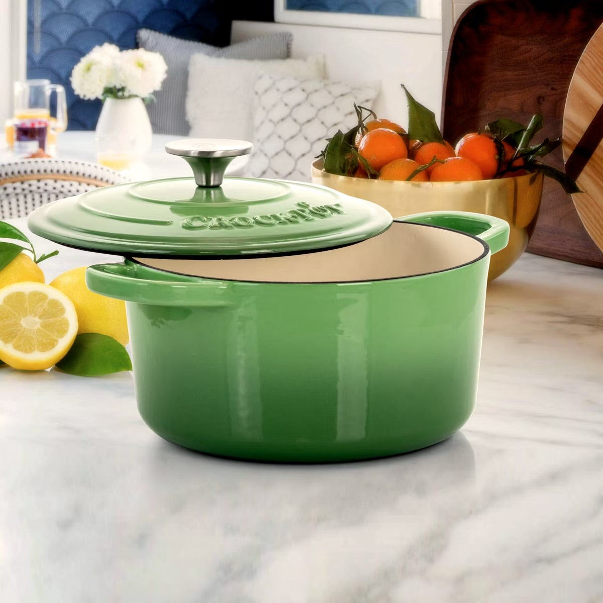 Crock-Pot Artisan Green 2 Piece 3 Quarts Enameled Cast Iron Dutch Oven