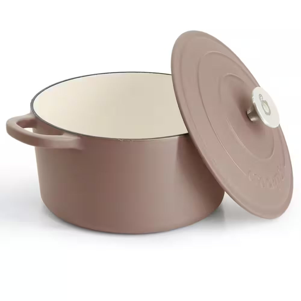Crockpot Artisan Matte Dusty Pink 7 Quart Enameled Cast Iron Dutch Oven