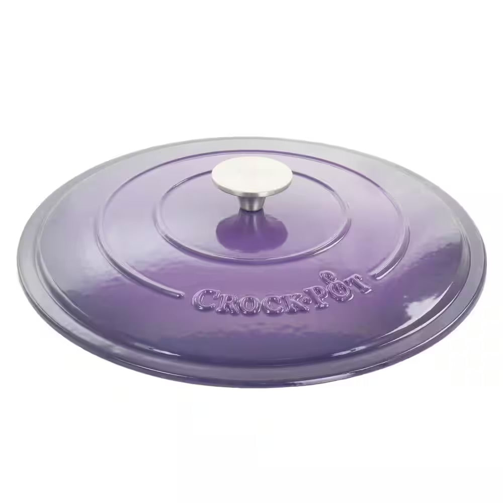 Crock-Pot Artisan 5 Quart Lavender Enameled Cast Iron Braiser Pan w Lid