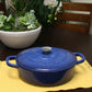 Crock Pot Enameled Round Sapphire Blue 5 qt Cast Iron Braiser Pan w Lid