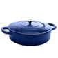 Crock Pot Enameled Round Sapphire Blue 5 qt Cast Iron Braiser Pan w Lid