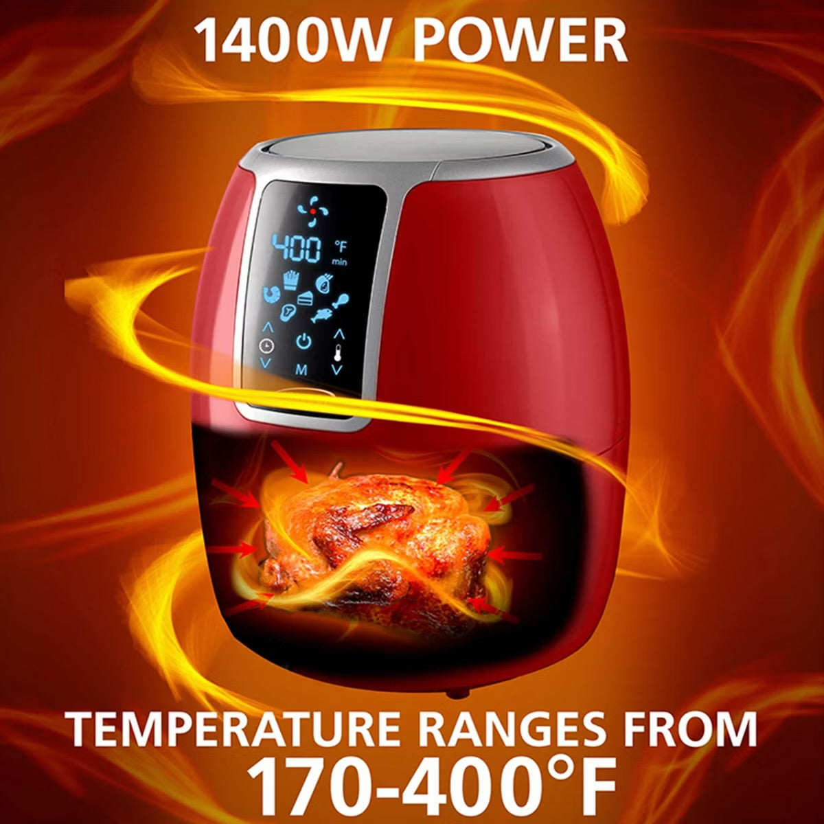 Brentwood Small 1400 Watt 4 Qt Electric Digital Air Fryer w Temperature Control
