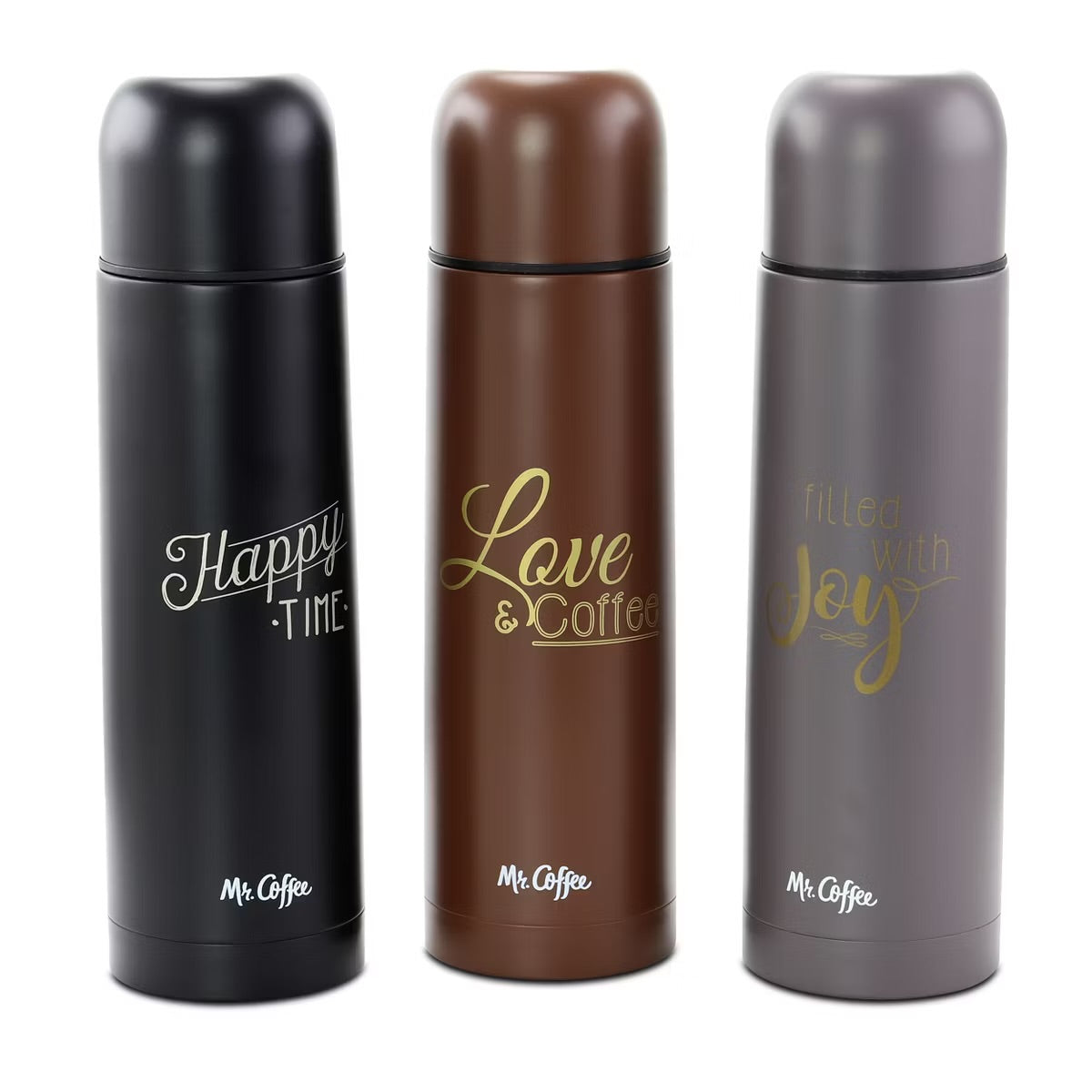 Mr. Coffee Luster Javelin 3 Pc 16 oz Stainless Steel Thermal Travel Bottle Set