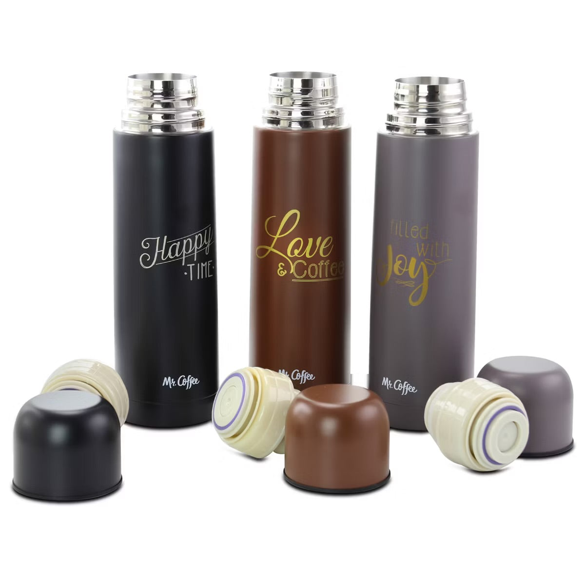 Mr. Coffee Luster Javelin 3 Pc 16 oz Stainless Steel Thermal Travel Bottle Set
