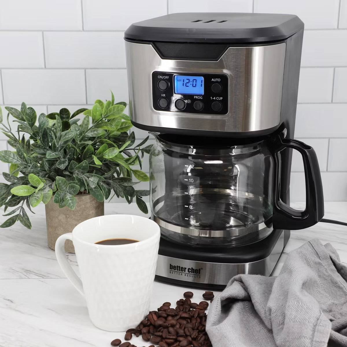 Better Chef Black 12-Cup Programmable Coffee Maker Machine
