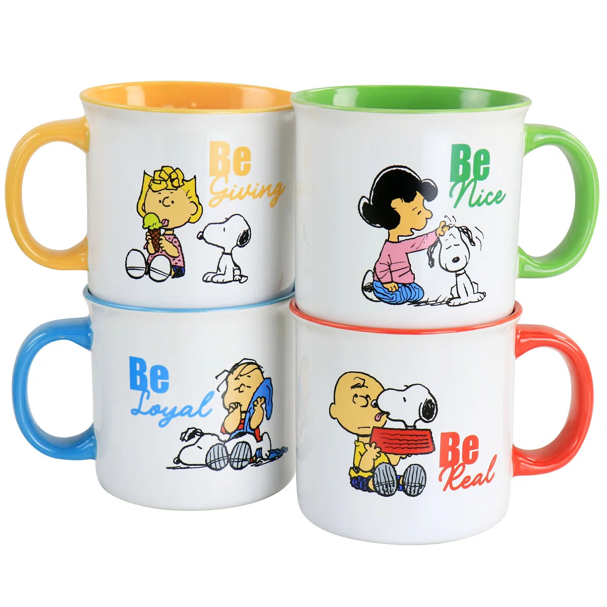 Peanuts Gentle Reminders Stoneware 4 Piece 21 oz Mug Set in Assorted Designs