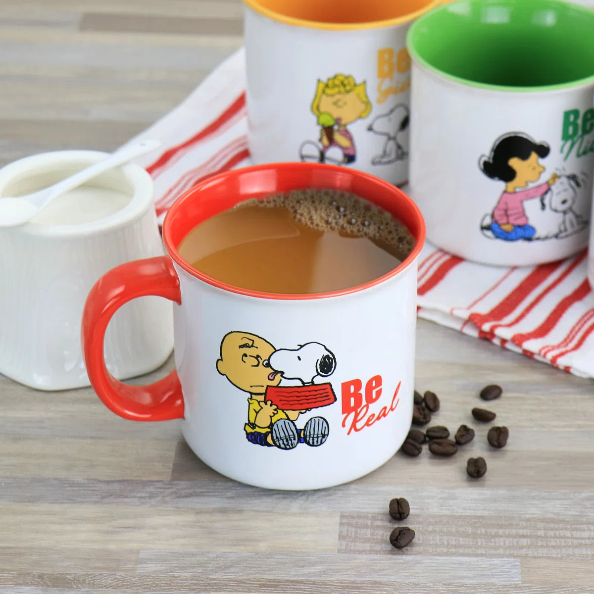 Peanuts Gentle Reminders Stoneware 4 Piece 21 oz Mug Set in Assorted Designs