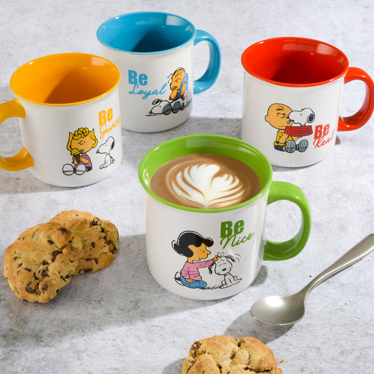 Peanuts Gentle Reminders Stoneware 4 Piece 21 oz Mug Set in Assorted Designs