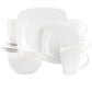 Gibson Elite Soho Lounge White 16 Piece Square Fine Ceramic Dinnerware Set