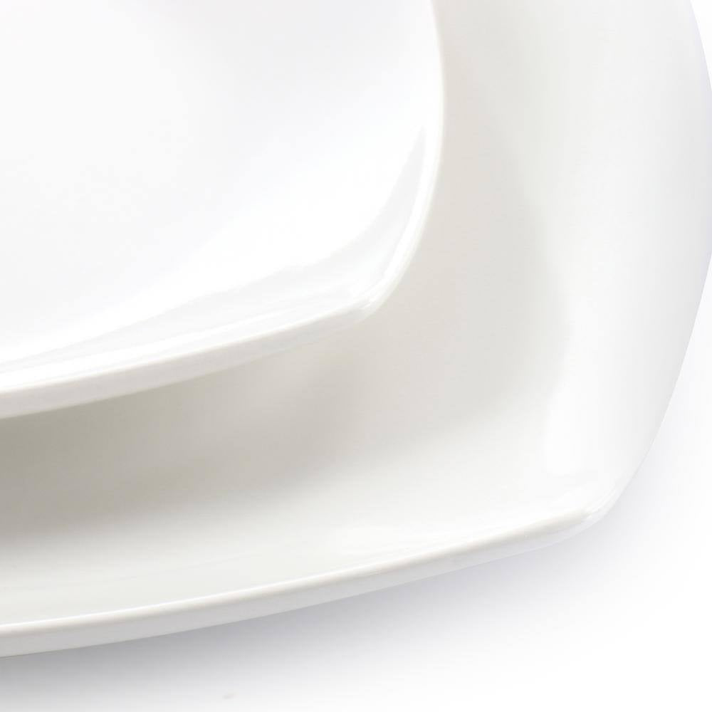 Gibson Elite Soho Lounge White 16 Piece Square Fine Ceramic Dinnerware Set