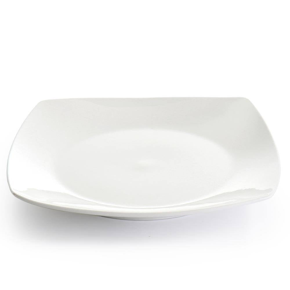 Gibson Elite Soho Lounge White 16 Piece Square Fine Ceramic Dinnerware Set