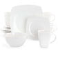 Gibson Elite Soho Lounge White 16 Piece Square Fine Ceramic Dinnerware Set