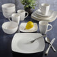 Gibson Elite Soho Lounge White 16 Piece Square Fine Ceramic Dinnerware Set