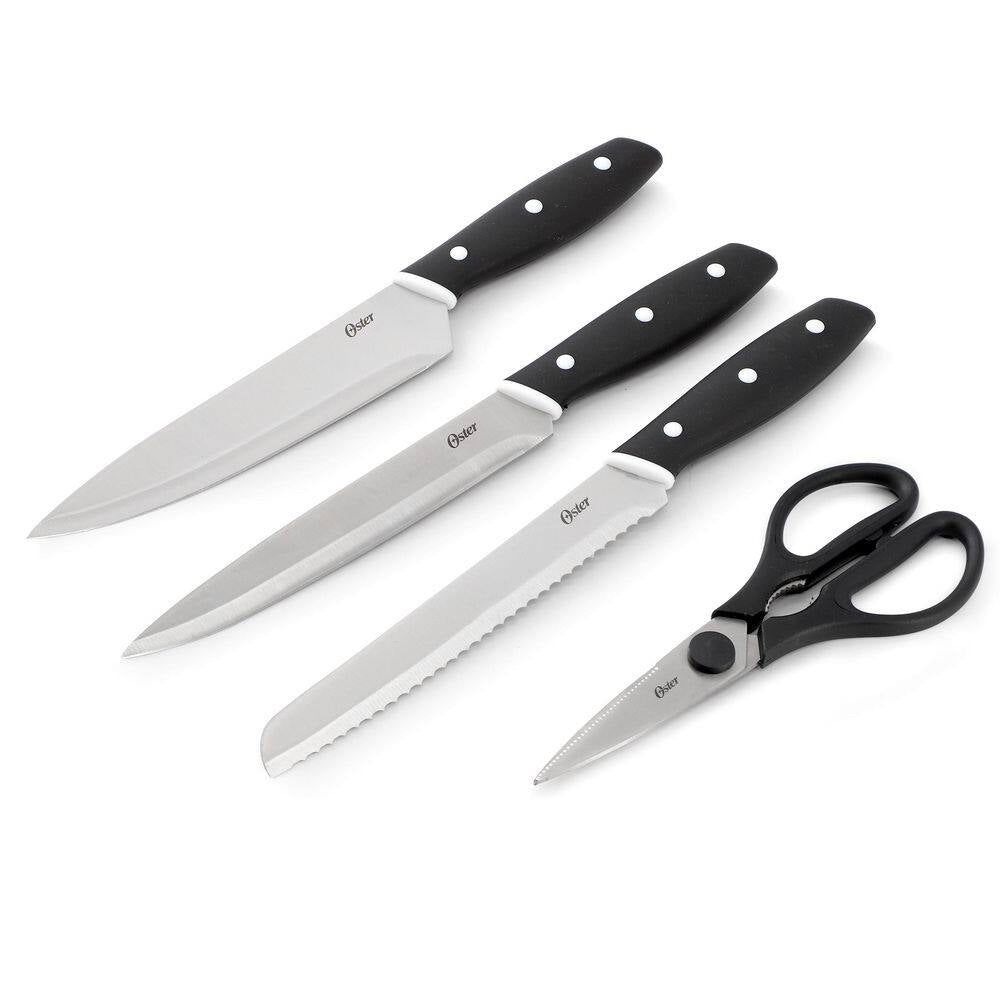 Oster Collister 15 Piece Stainless Steel Black Cutlery Set w Soft Grip Handle