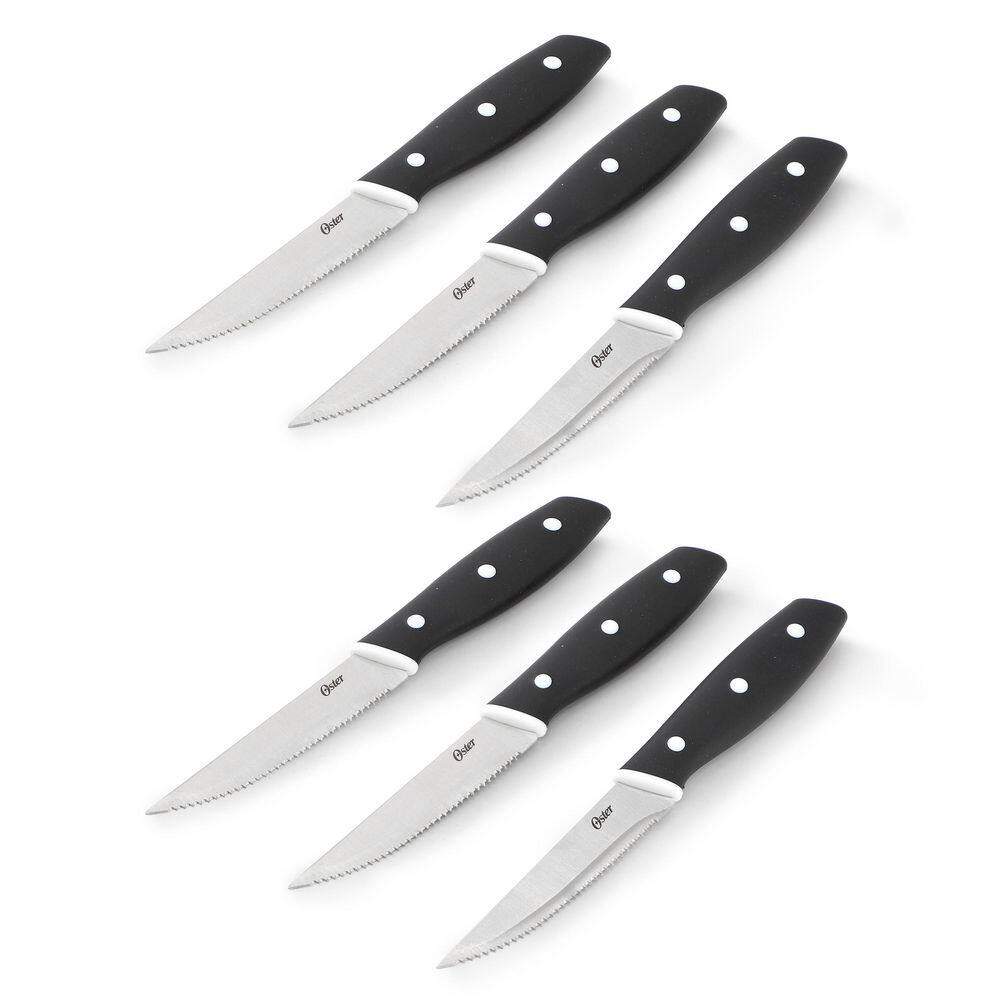 Oster Collister 15 Piece Stainless Steel Black Cutlery Set w Soft Grip Handle