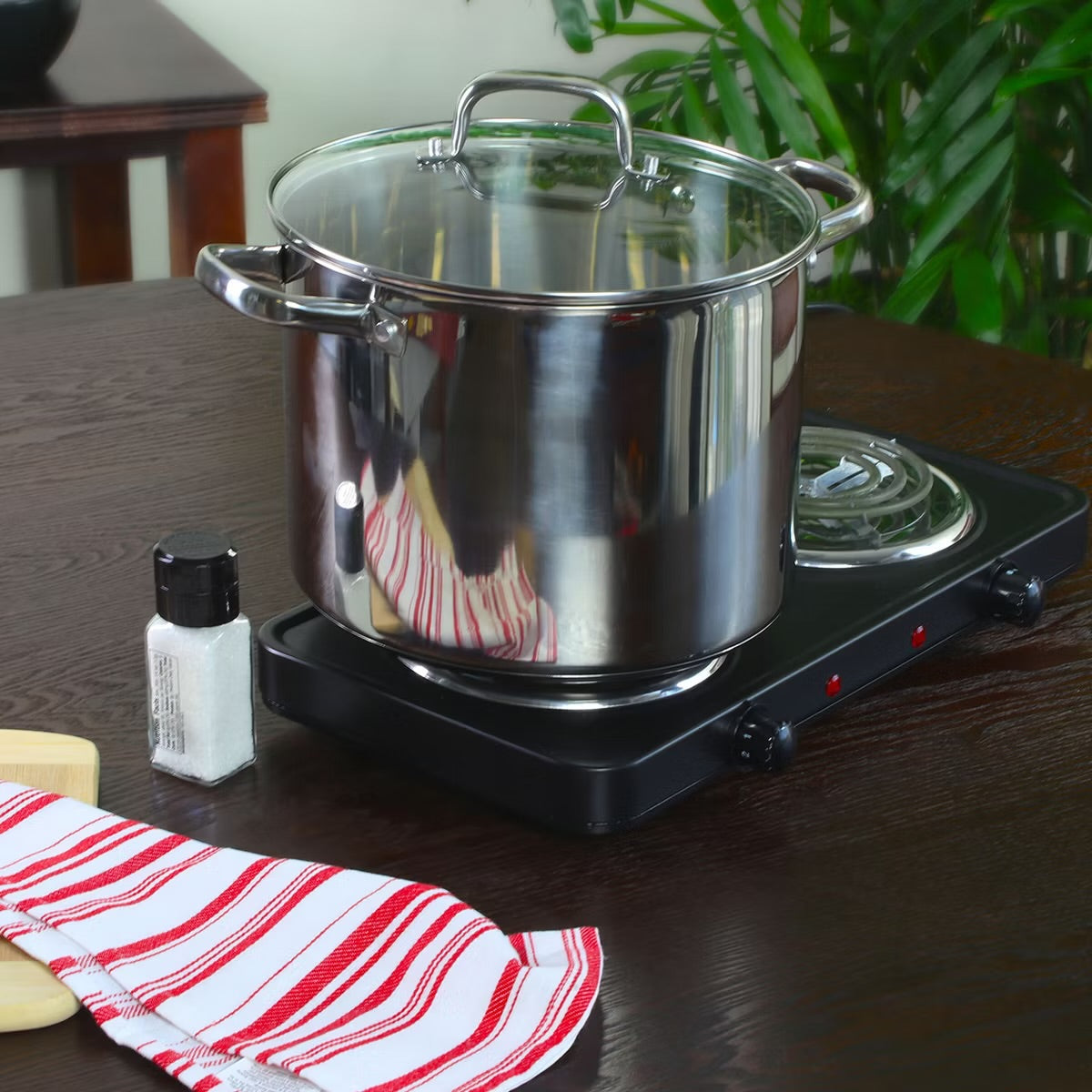 Oster Adenmore 12 Quart Stainless Steel Stock Pot w Tempered Glass Lid