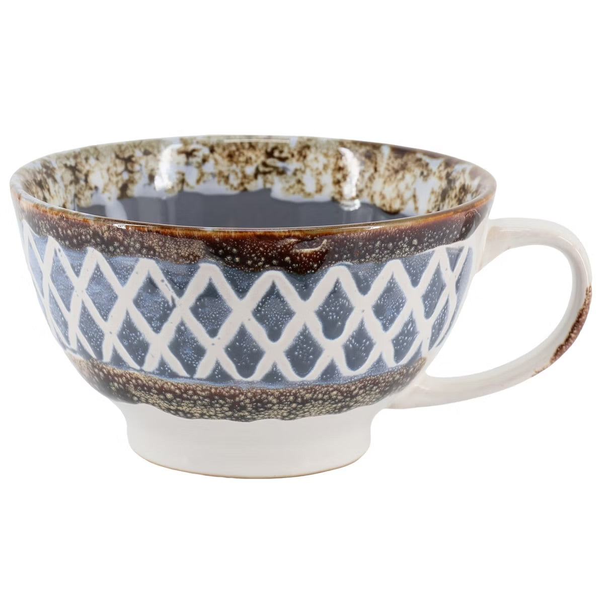 Meritage Otis 6 Piece Gray 27 oz Stoneware Soup Bowl w Handle Set