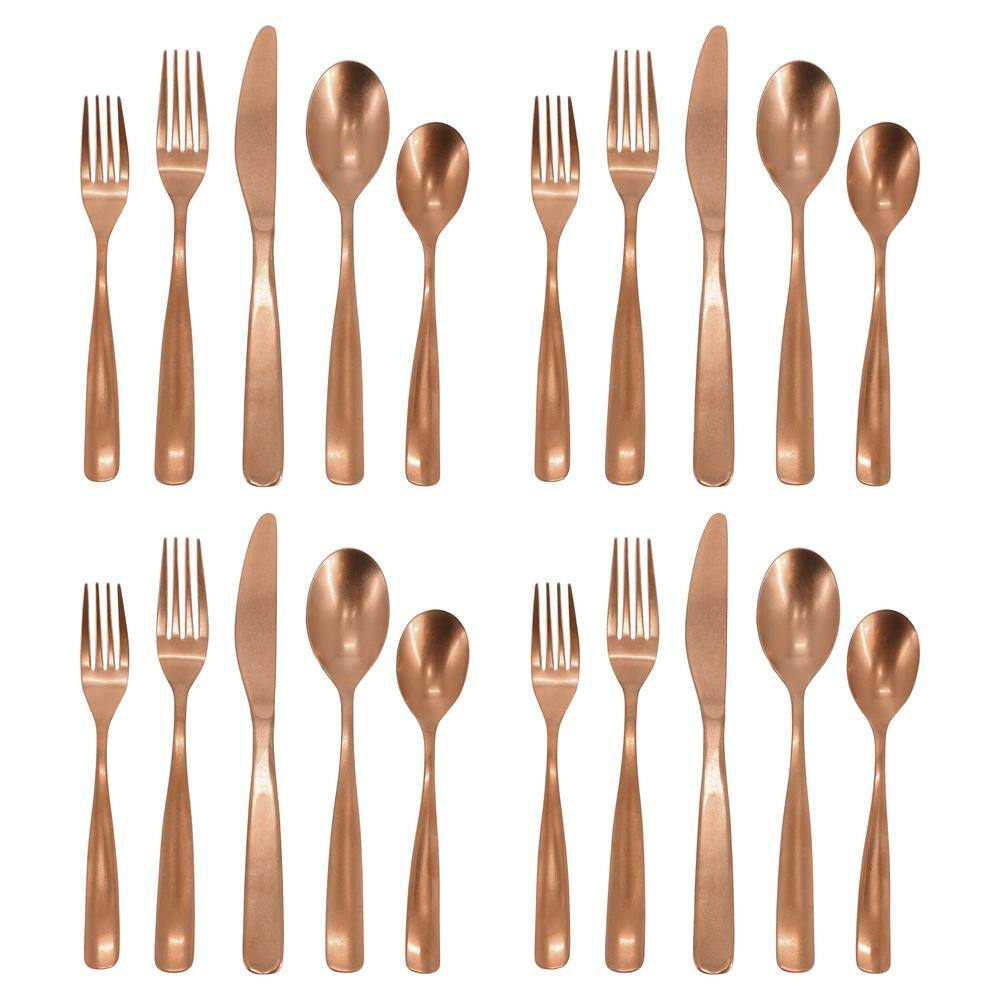 Gibson Home Hulton 20 Piece Stainless Steel Flatware Set in Matte Bronze