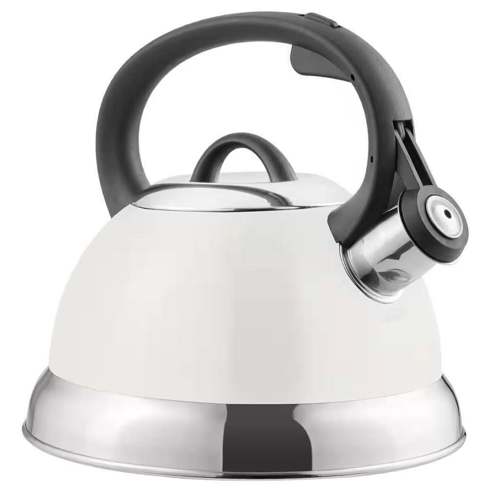 Mr. Coffee Flintshire 1.7 Liter 7 Cup Whistling Tea Kettle in White Linen