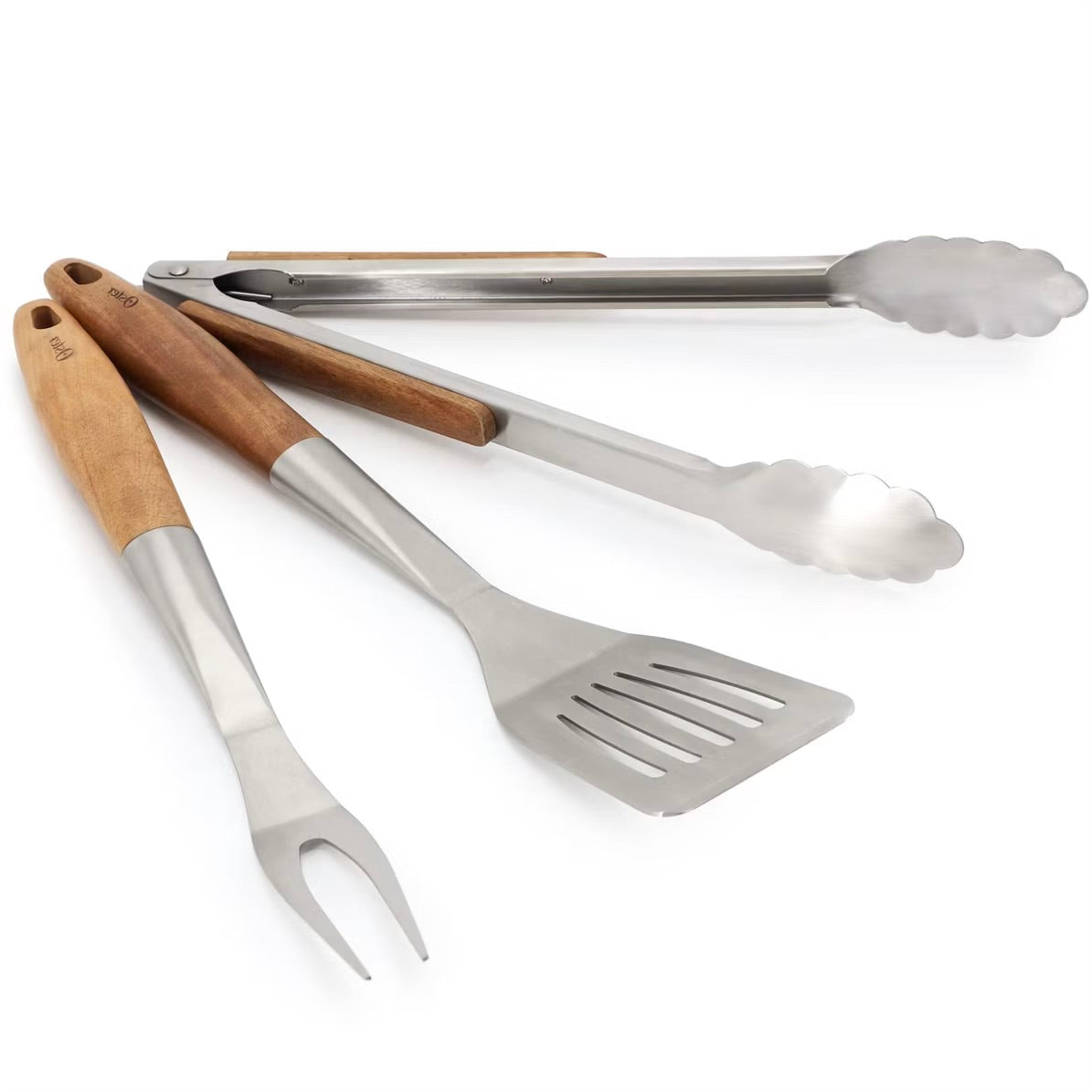 Oster Balincourt 3 Piece Stainless Steel & Wood BBQ Tool Set in Brown