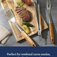 Oster Balincourt 3 Piece Stainless Steel & Wood BBQ Tool Set in Brown