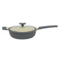 Oster Rooney 4.1 Qt / 4 L Ceramic Nonstick Cast Aluminum Gray Saute Pan w Lid