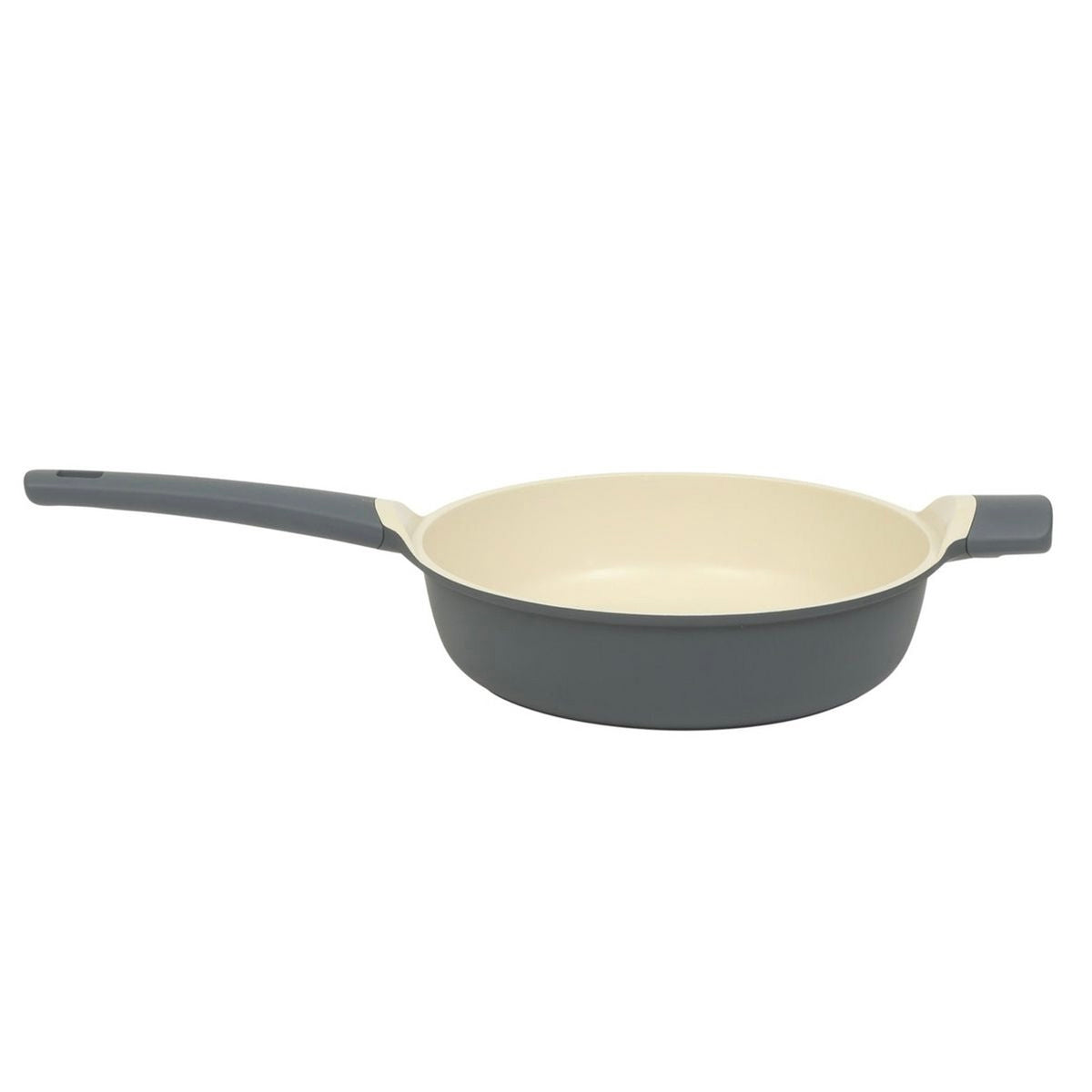 Oster Rooney 4.1 Qt / 4 L Ceramic Nonstick Cast Aluminum Gray Saute Pan w Lid