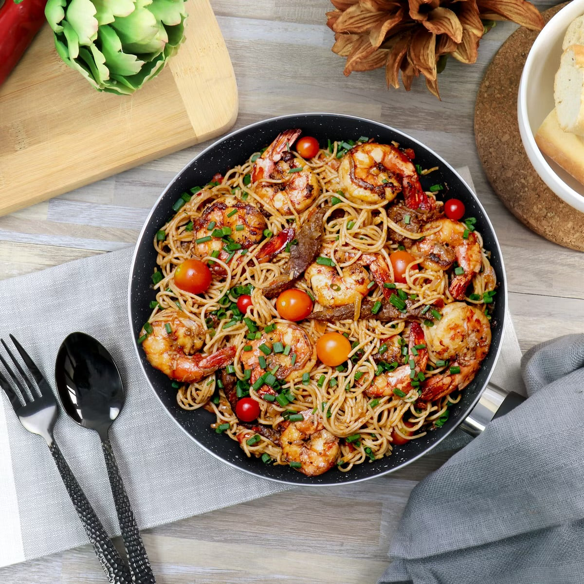 Oster Luneta 9.5" Speckled Aluminum Red Nonstick Frying Pan