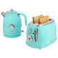 MegaChef 1.7 Liter Electric Tea Kettle & 2 Slice Toaster Combo in Turquoise