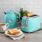 MegaChef 1.7 Liter Electric Tea Kettle & 2 Slice Toaster Combo in Turquoise