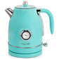 MegaChef 1.7 Liter Electric Tea Kettle & 2 Slice Toaster Combo in Turquoise