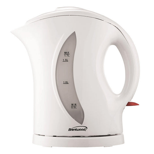 Brentwood 1.7 Liter Cordless BPA-Free Plastic White Tea Kettle w Filter